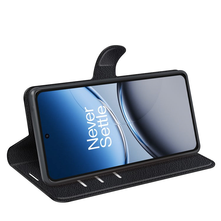 For OnePlus Nord 4 Case Litchi Texture Shockproof Leather Wallet Phone Cover - Black