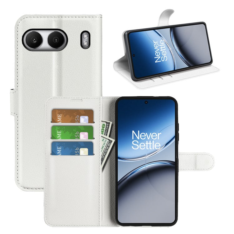 For OnePlus Nord 4 Case Litchi Texture Shockproof Leather Wallet Phone Cover - White