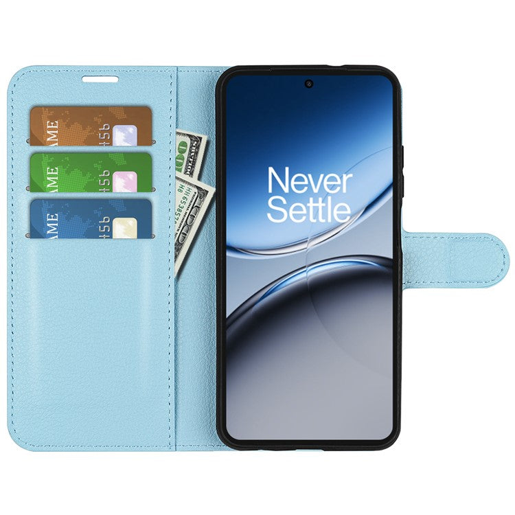 For OnePlus Nord 4 Case Litchi Texture Shockproof Leather Wallet Phone Cover - Blue