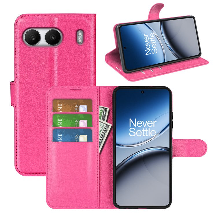For OnePlus Nord 4 Case Litchi Texture Shockproof Leather Wallet Phone Cover - Rose