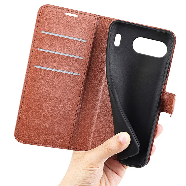For OnePlus Nord 4 Case Litchi Texture Shockproof Leather Wallet Phone Cover - Brown