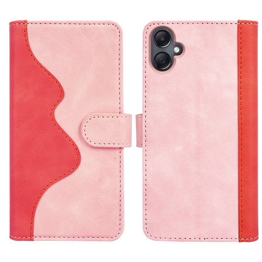 For Samsung Galaxy A06 Wallet Case Leather Phone Cover Splicing Color - Pink