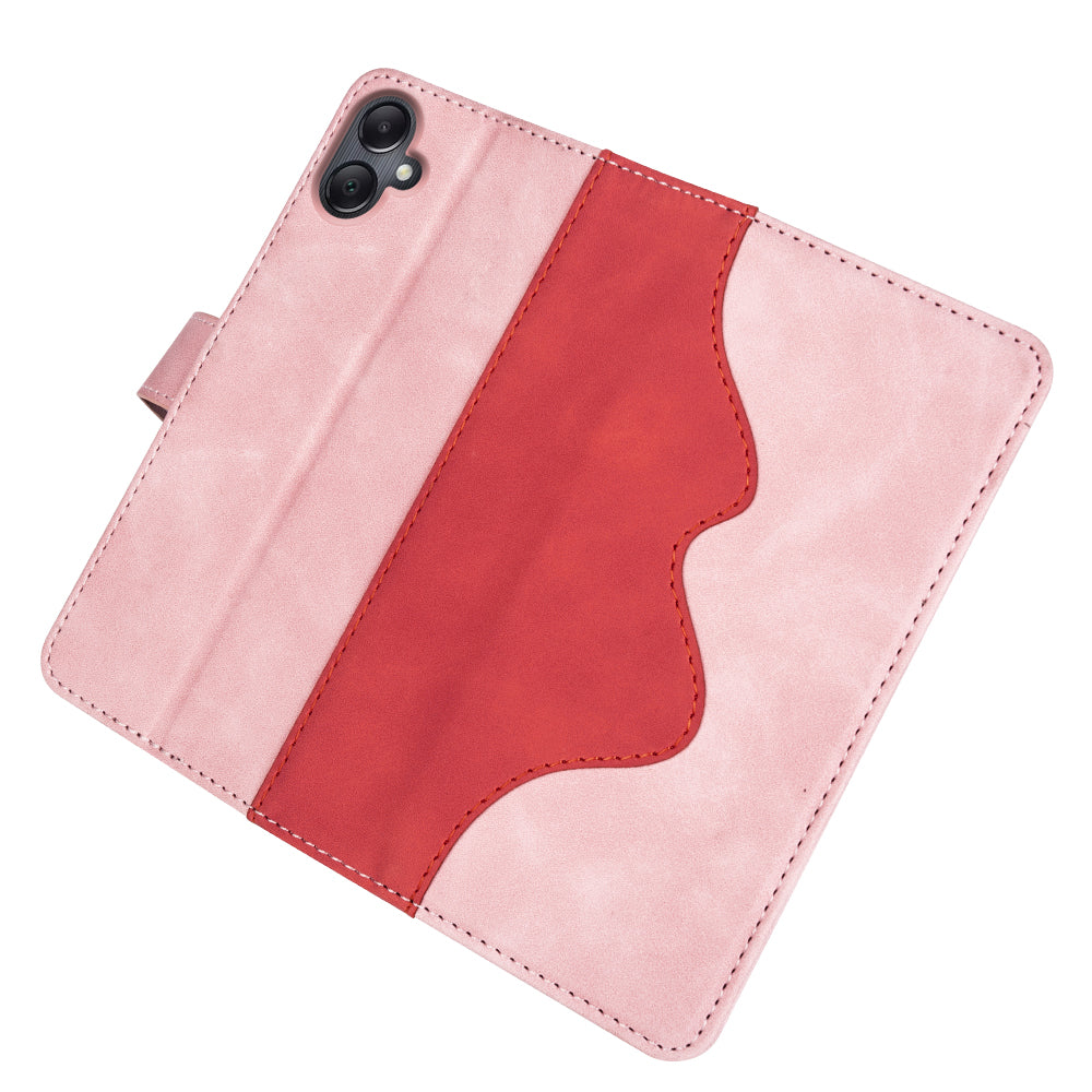 For Samsung Galaxy A06 Wallet Case Leather Phone Cover Splicing Color - Pink