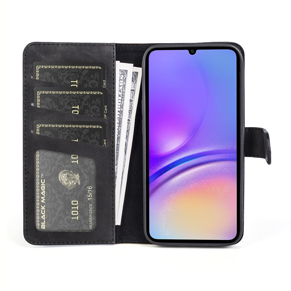 For Samsung Galaxy A06 Wallet Case Leather Phone Cover Splicing Color - Black