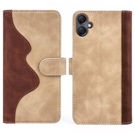 For Samsung Galaxy A06 Wallet Case Leather Phone Cover Splicing Color - Yellow