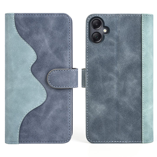 For Samsung Galaxy A06 Wallet Case Leather Phone Cover Splicing Color - Blue