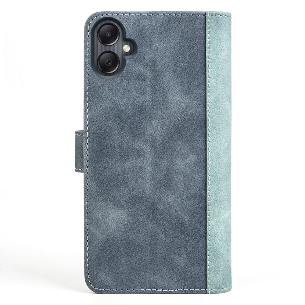 For Samsung Galaxy A06 Wallet Case Leather Phone Cover Splicing Color - Blue