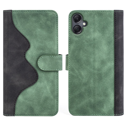 For Samsung Galaxy A06 Wallet Case Leather Phone Cover Splicing Color - Green