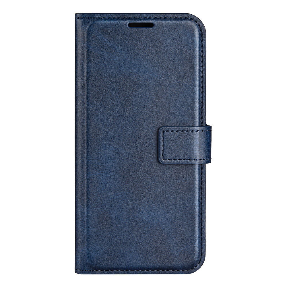 For Samsung Galaxy A06 Stand Case Anti-Scratch Calf Texture Leather Phone Cover - Blue