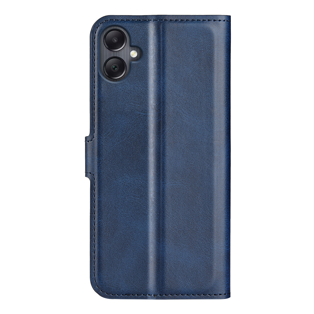 For Samsung Galaxy A06 Stand Case Anti-Scratch Calf Texture Leather Phone Cover - Blue