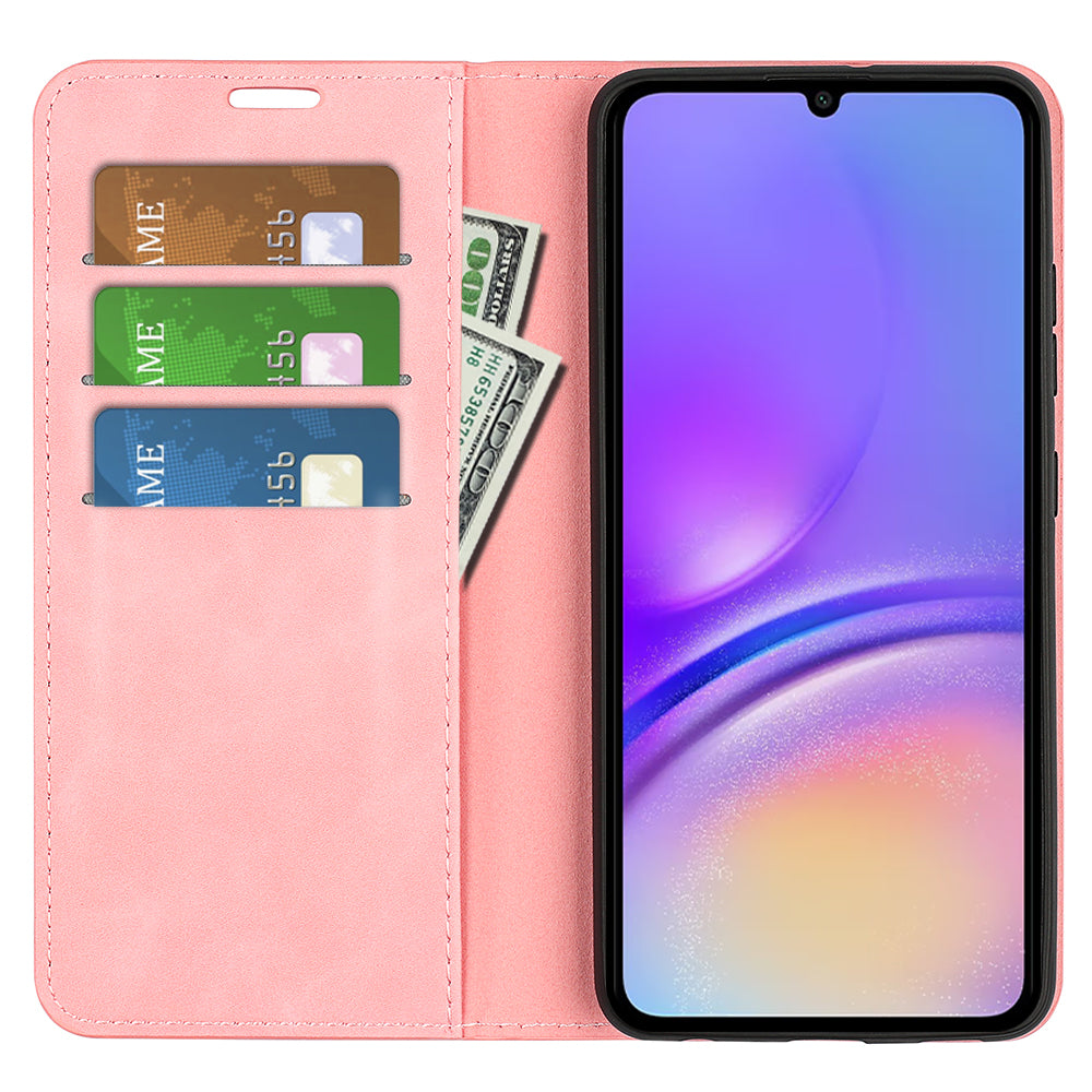 For Samsung Galaxy A06 Case Skin-Touch Leather Wallet Phone Cover - Pink