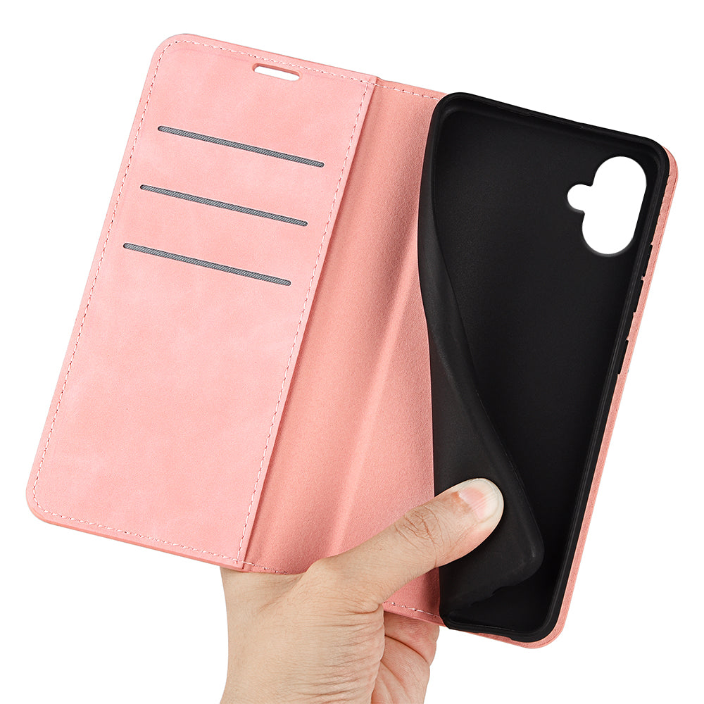 For Samsung Galaxy A06 Case Skin-Touch Leather Wallet Phone Cover - Pink