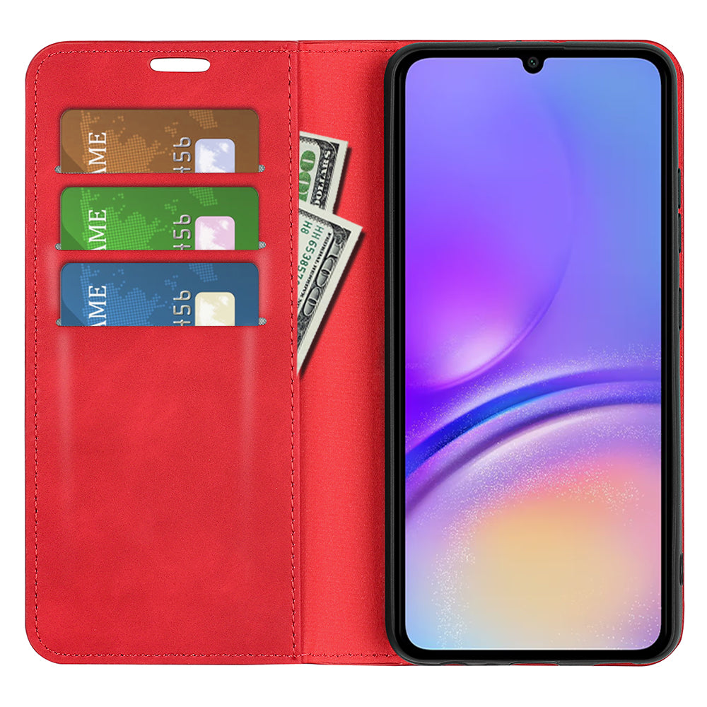 For Samsung Galaxy A06 Case Skin-Touch Leather Wallet Phone Cover - Red