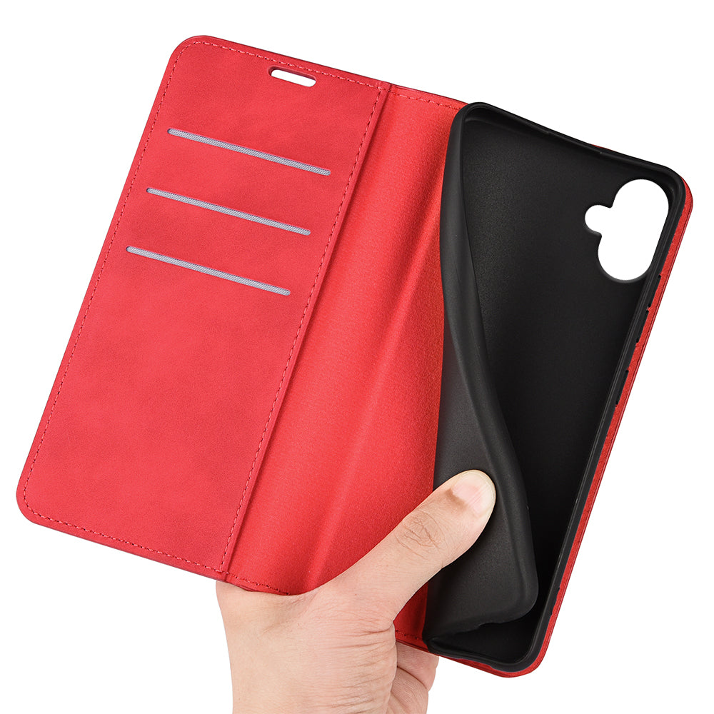 For Samsung Galaxy A06 Case Skin-Touch Leather Wallet Phone Cover - Red