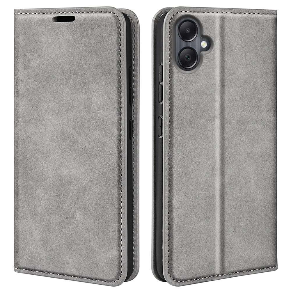 For Samsung Galaxy A06 Case Skin-Touch Leather Wallet Phone Cover - Grey
