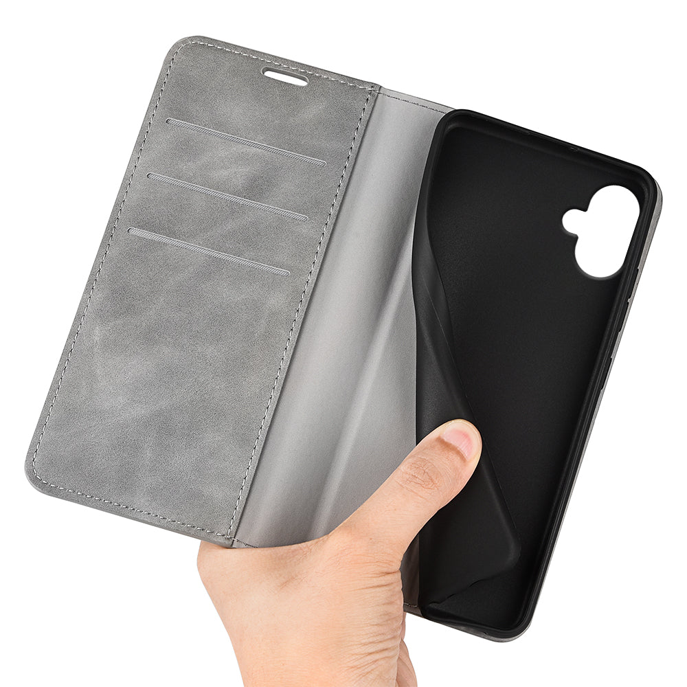 For Samsung Galaxy A06 Case Skin-Touch Leather Wallet Phone Cover - Grey
