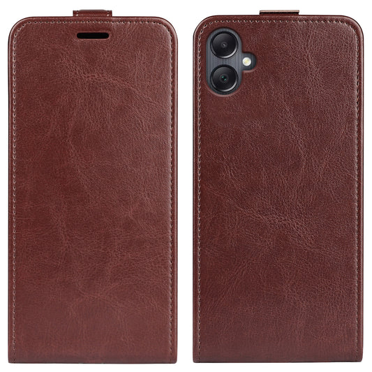 For Samsung Galaxy A06 Case with Card Slots Vertical Flip Leather Phone Cover - Brown