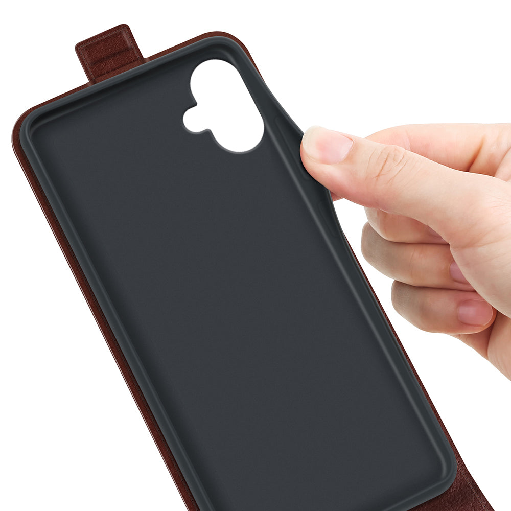 For Samsung Galaxy A06 Case with Card Slots Vertical Flip Leather Phone Cover - Brown