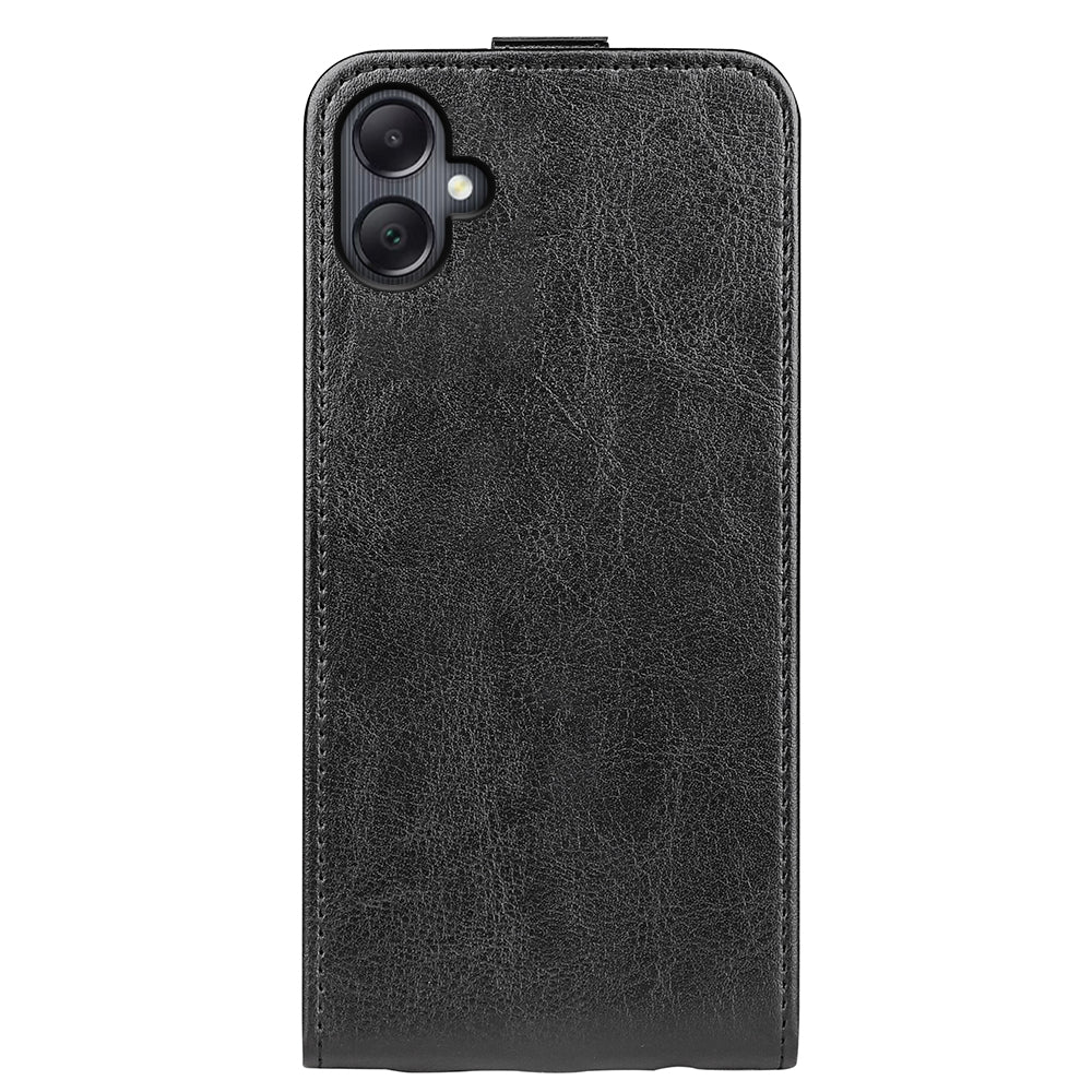 For Samsung Galaxy A06 Case with Card Slots Vertical Flip Leather Phone Cover - Black