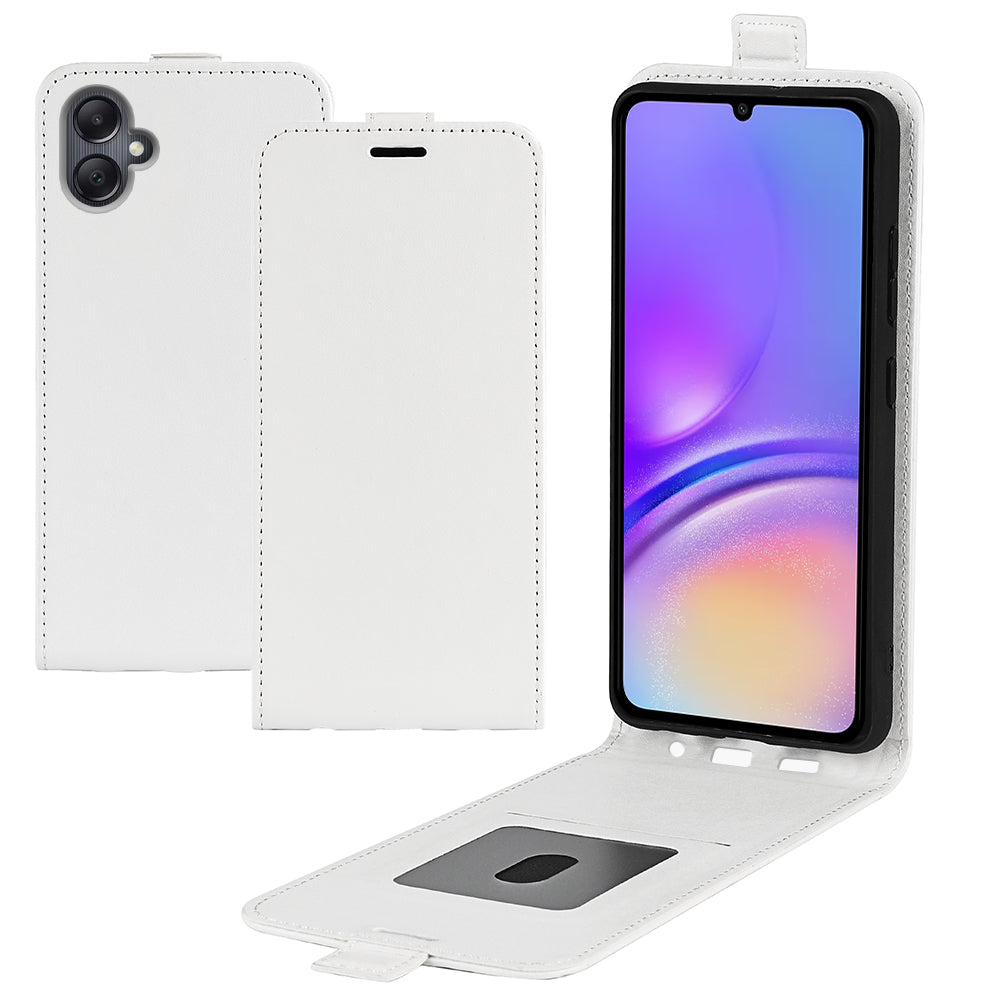 For Samsung Galaxy A06 Case with Card Slots Vertical Flip Leather Phone Cover - White