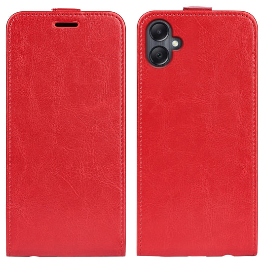 For Samsung Galaxy A06 Case with Card Slots Vertical Flip Leather Phone Cover - Red