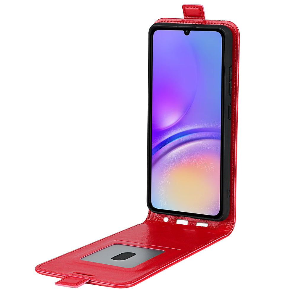 For Samsung Galaxy A06 Case with Card Slots Vertical Flip Leather Phone Cover - Red