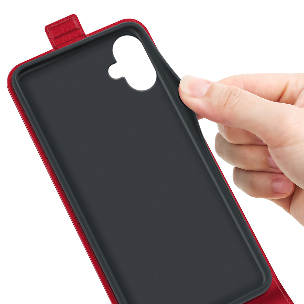 For Samsung Galaxy A06 Case with Card Slots Vertical Flip Leather Phone Cover - Red