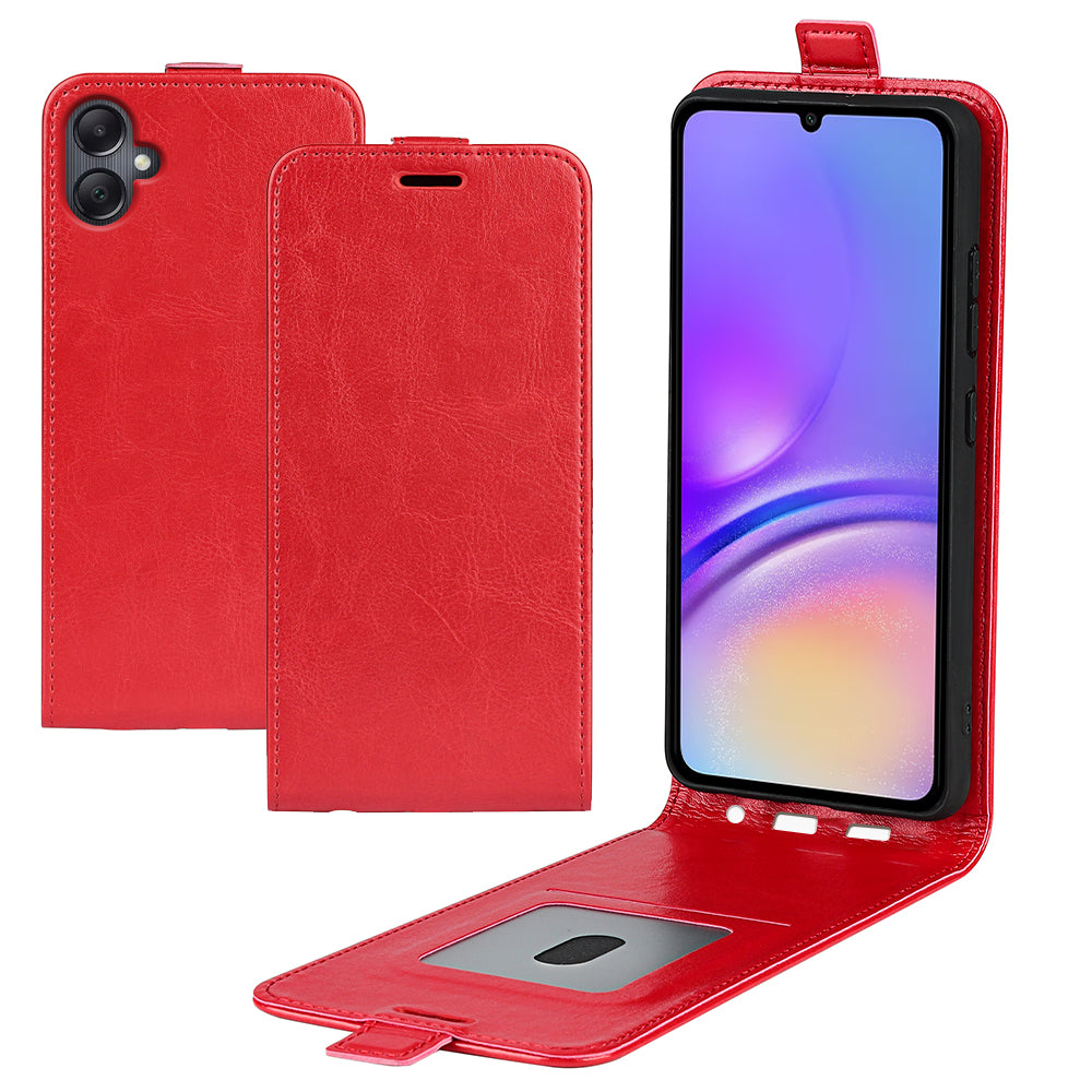 For Samsung Galaxy A06 Case with Card Slots Vertical Flip Leather Phone Cover - Red