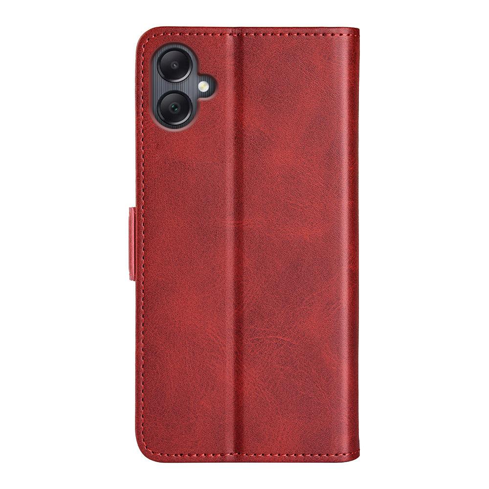 For Samsung Galaxy A06 Stand Case Calf Texture Leather Wallet Phone Cover - Red