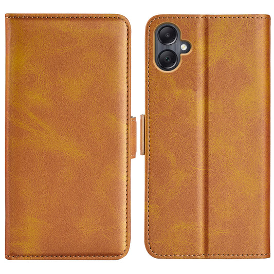 For Samsung Galaxy A06 Stand Case Calf Texture Leather Wallet Phone Cover - Yellow
