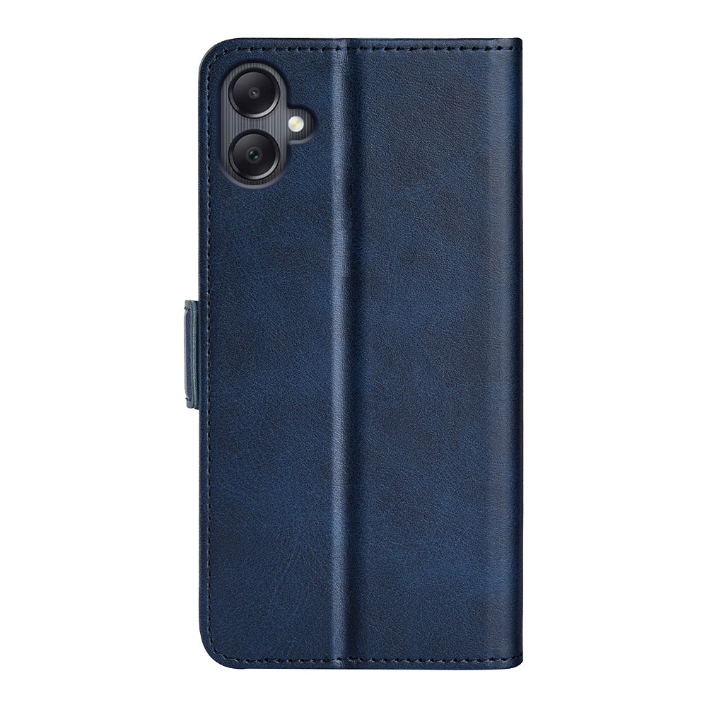 For Samsung Galaxy A06 Stand Case Calf Texture Leather Wallet Phone Cover - Blue