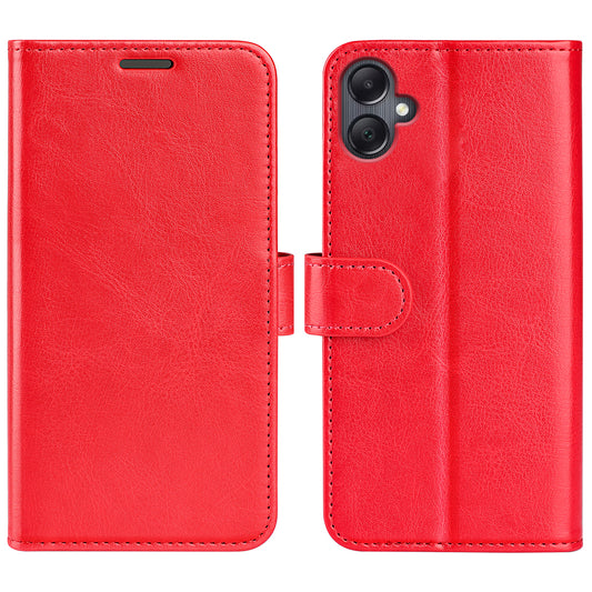 For Samsung Galaxy A06 Wallet Case Crazy Horse Texture Stand Leather Phone Cover - Red