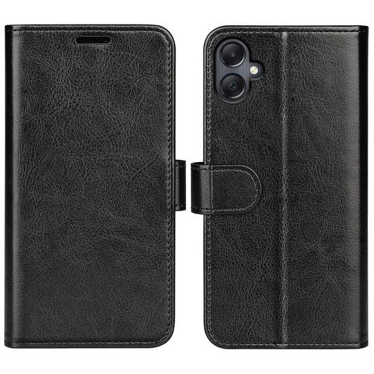 For Samsung Galaxy A06 Wallet Case Crazy Horse Texture Stand Leather Phone Cover - Black