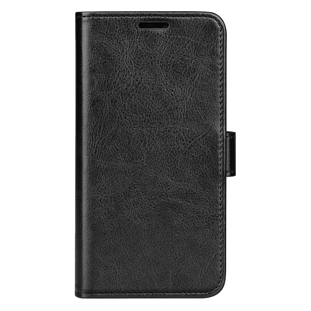 For Samsung Galaxy A06 Wallet Case Crazy Horse Texture Stand Leather Phone Cover - Black