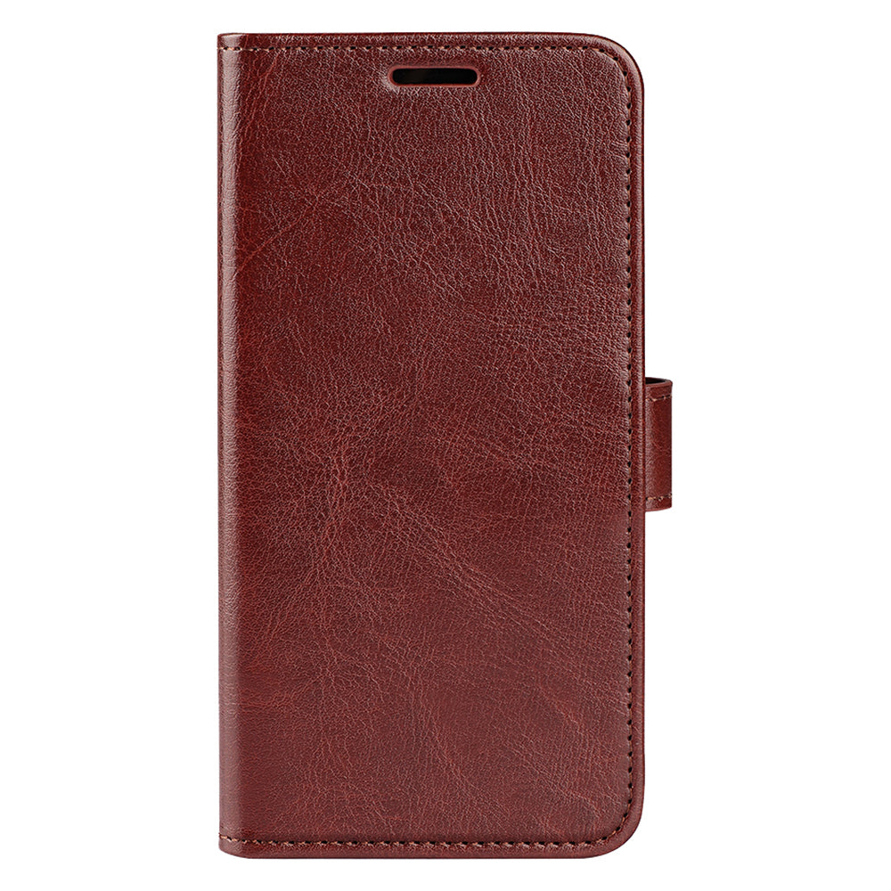 For Samsung Galaxy A06 Wallet Case Crazy Horse Texture Stand Leather Phone Cover - Brown