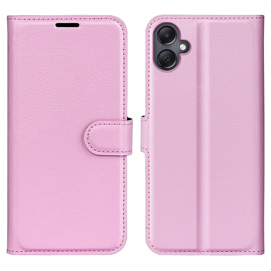 For Samsung Galaxy A06 Case Litchi Texture Shockproof Leather Wallet Phone Cover - Pink
