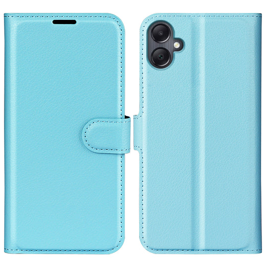 For Samsung Galaxy A06 Case Litchi Texture Shockproof Leather Wallet Phone Cover - Blue