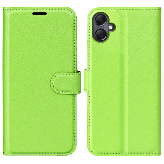 For Samsung Galaxy A06 Case Litchi Texture Shockproof Leather Wallet Phone Cover - Green