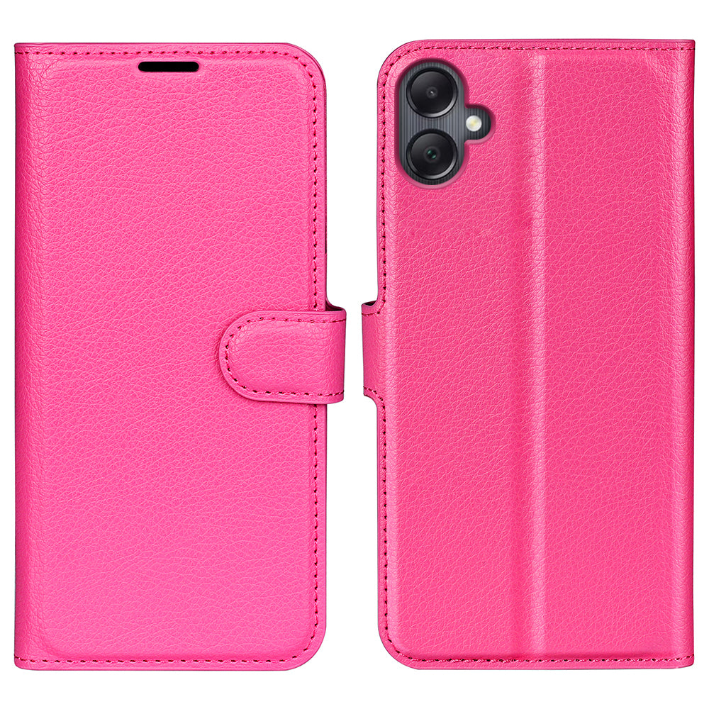 For Samsung Galaxy A06 Case Litchi Texture Shockproof Leather Wallet Phone Cover - Rose