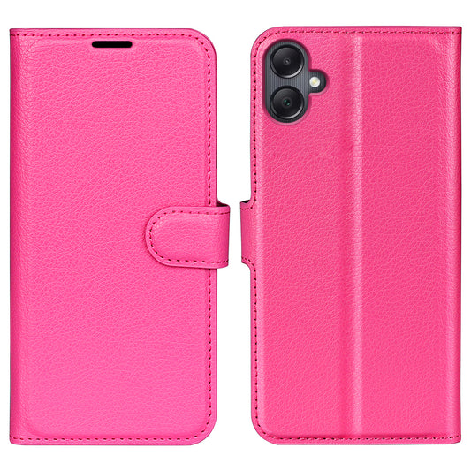 For Samsung Galaxy A06 Case Litchi Texture Shockproof Leather Wallet Phone Cover - Rose