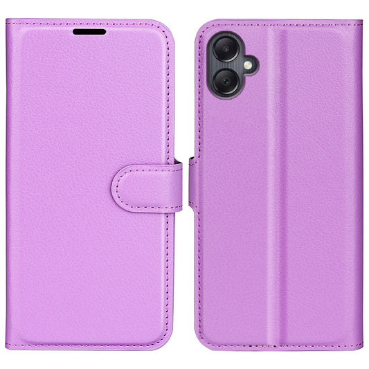 For Samsung Galaxy A06 Case Litchi Texture Shockproof Leather Wallet Phone Cover - Purple