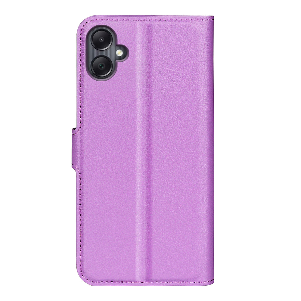 For Samsung Galaxy A06 Case Litchi Texture Shockproof Leather Wallet Phone Cover - Purple