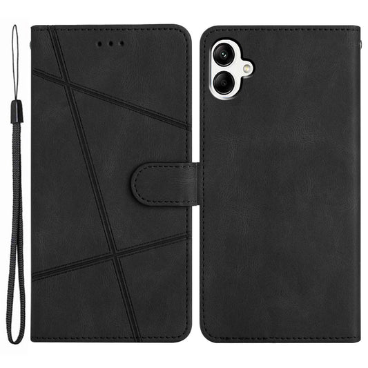 For Samsung Galaxy A06 Case Crazy Horse Texture PU Leather Wallet Stand Phone Cover - Black