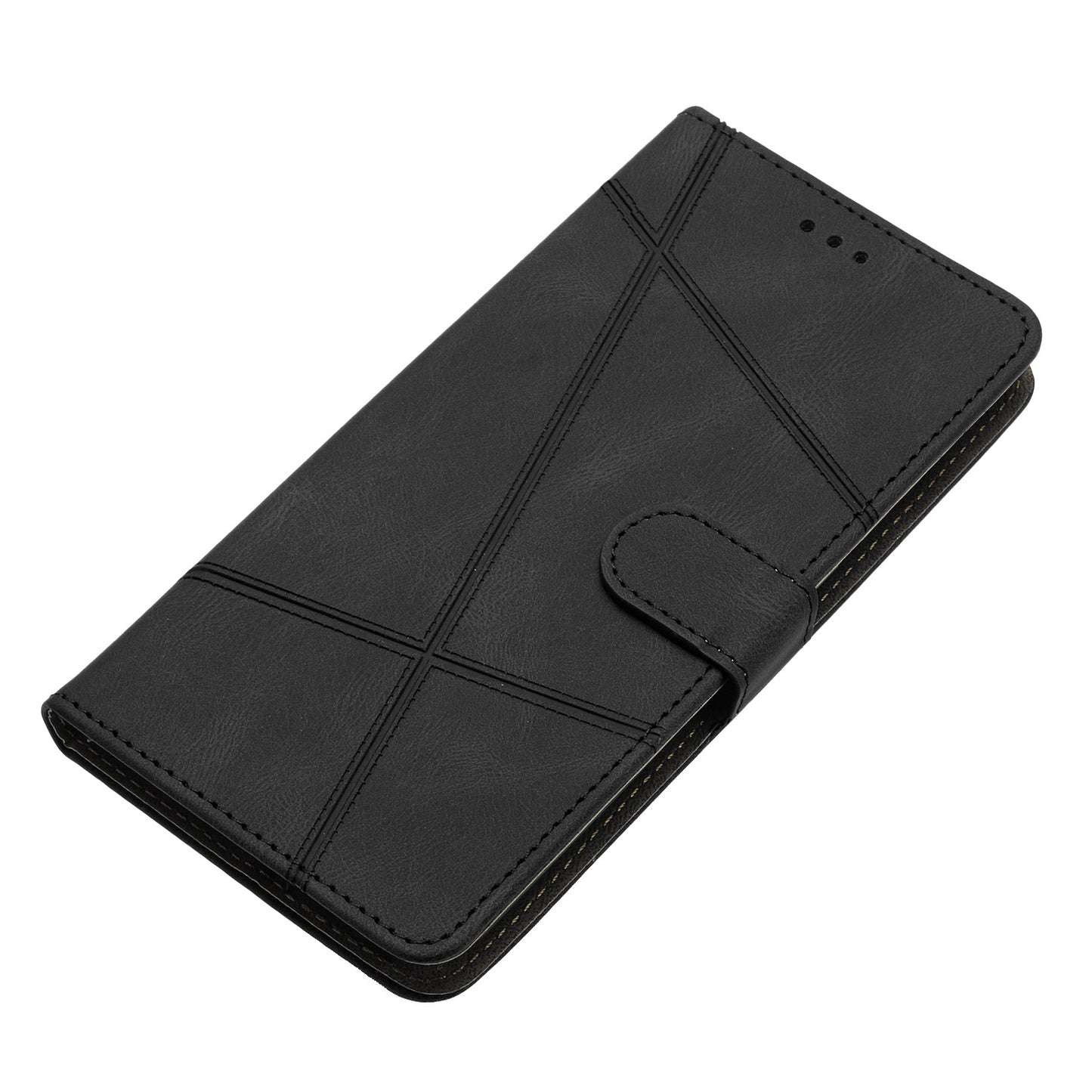 For Samsung Galaxy A06 Case Crazy Horse Texture PU Leather Wallet Stand Phone Cover - Black
