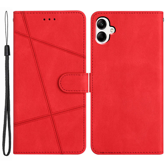 For Samsung Galaxy A06 Case Crazy Horse Texture PU Leather Wallet Stand Phone Cover - Red