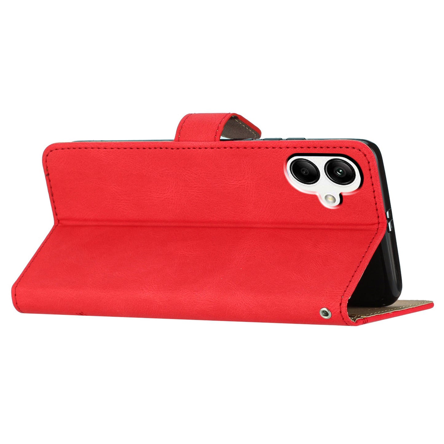 For Samsung Galaxy A06 Case Crazy Horse Texture PU Leather Wallet Stand Phone Cover - Red