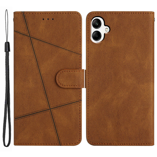 For Samsung Galaxy A06 Case Crazy Horse Texture PU Leather Wallet Stand Phone Cover - Brown