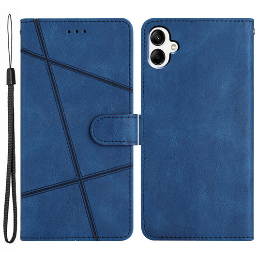 For Samsung Galaxy A06 Case Crazy Horse Texture PU Leather Wallet Stand Phone Cover - Blue