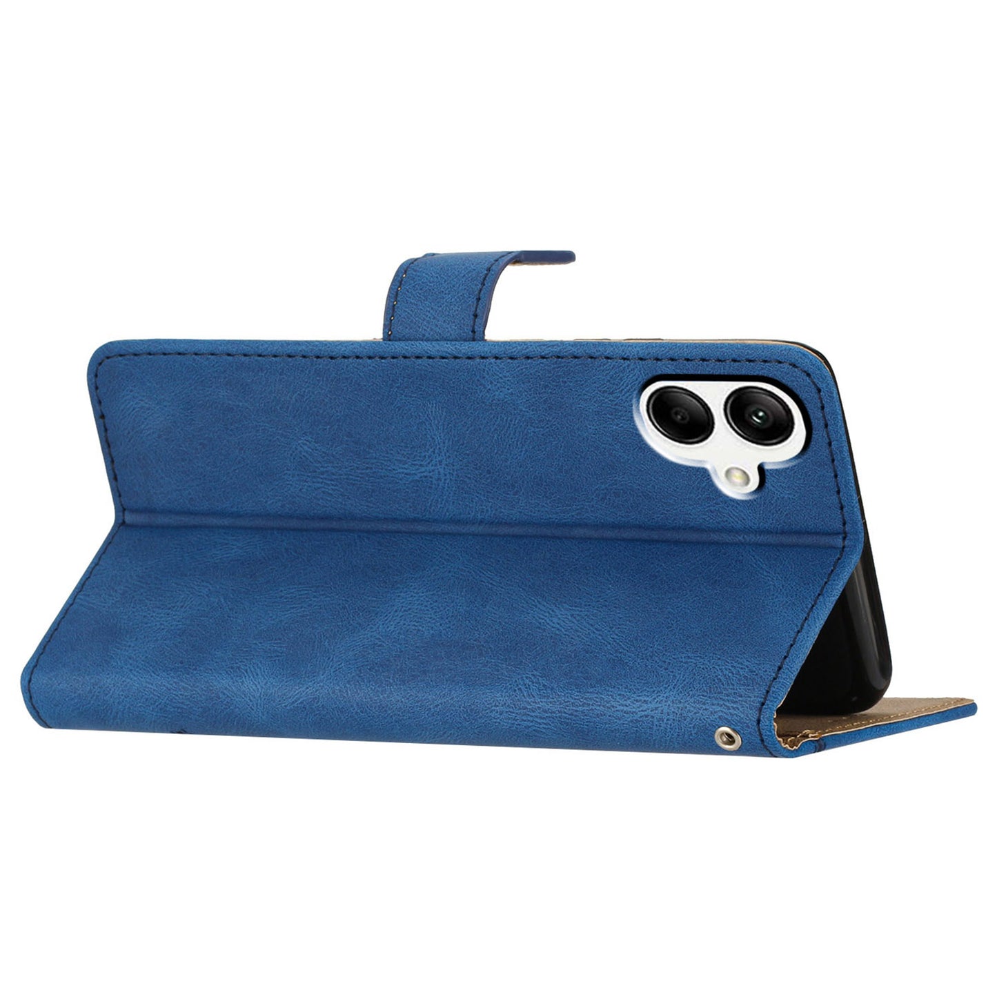 For Samsung Galaxy A06 Case Crazy Horse Texture PU Leather Wallet Stand Phone Cover - Blue