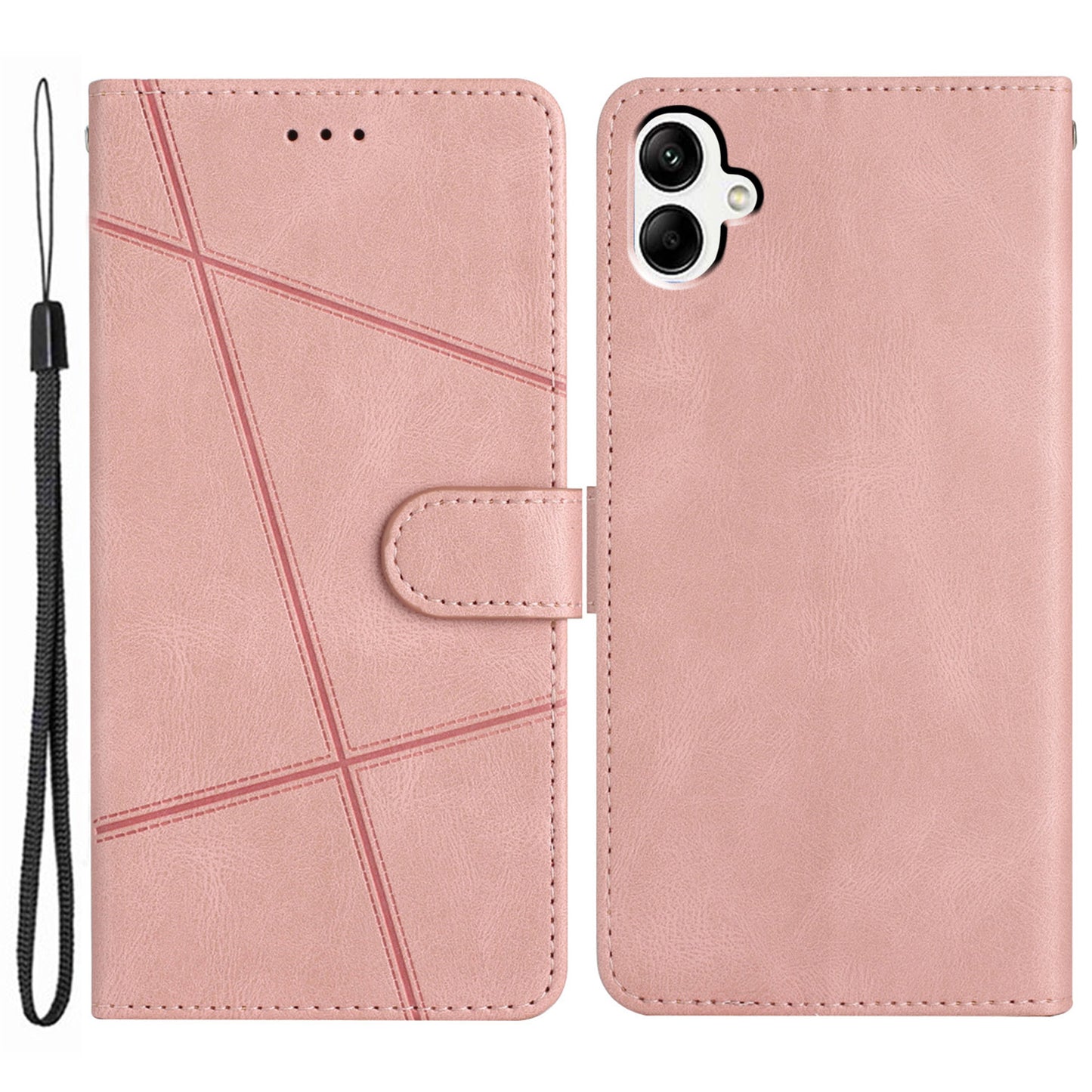 For Samsung Galaxy A06 Case Crazy Horse Texture PU Leather Wallet Stand Phone Cover - Pink